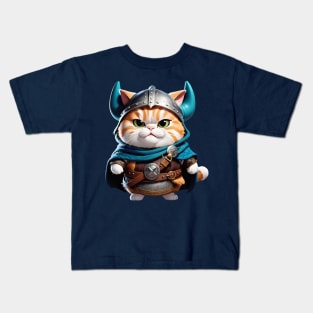 Cute Viking warrior cat Kids T-Shirt